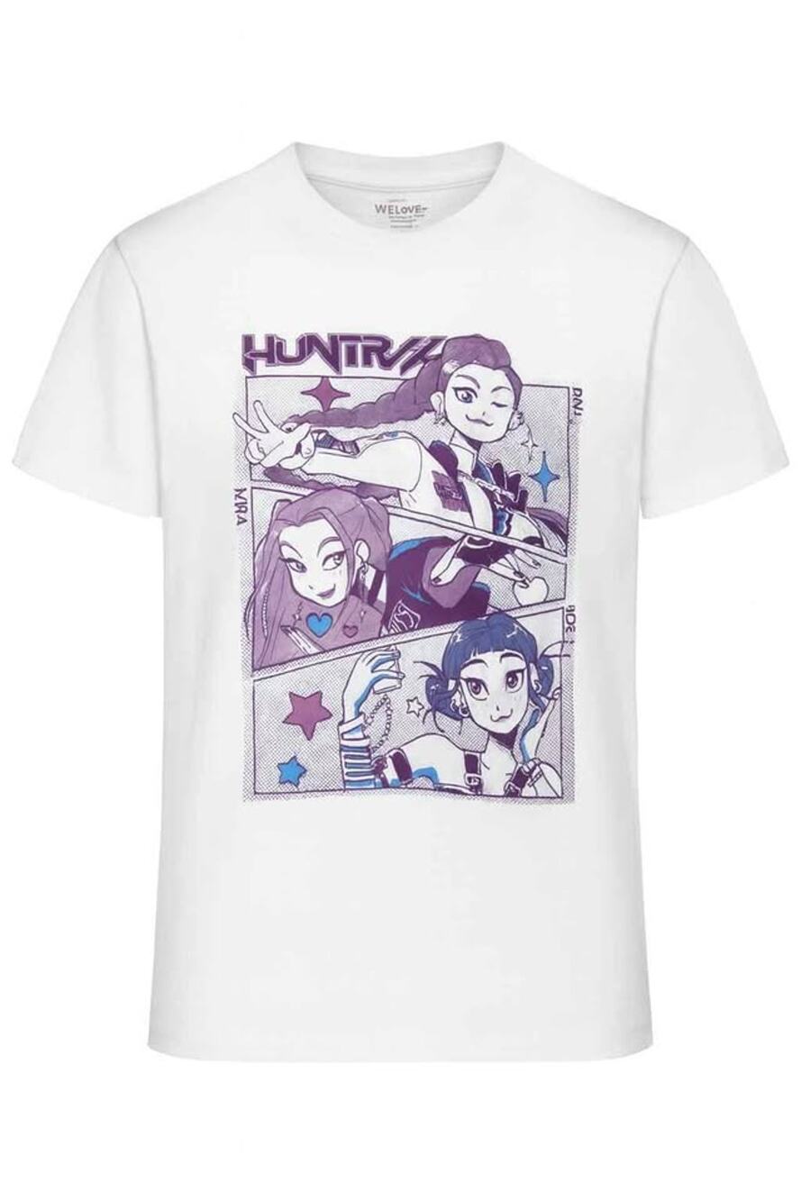 K-Pop Demon Hunters Huntrix Graphic Tee White Anime Shirt Youth XL New